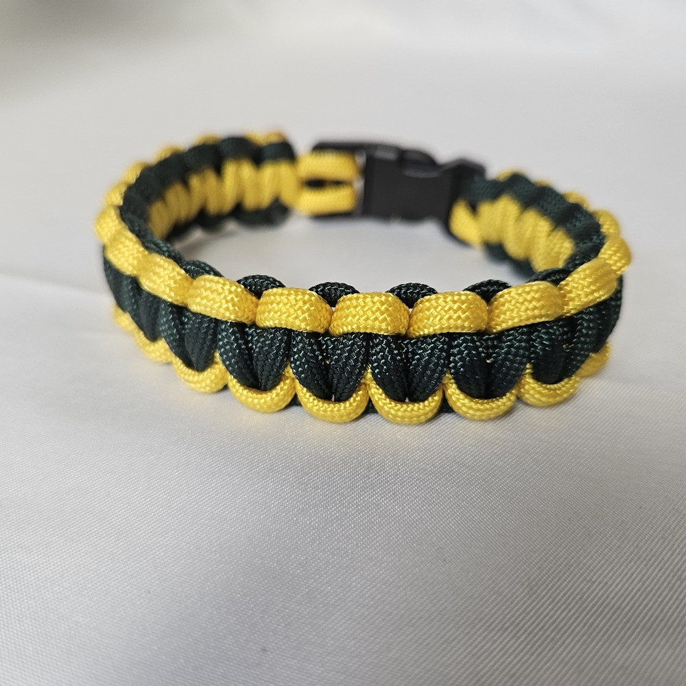 Handmade Yellow and Green 550‎ Paracord Bracelet Size 9"